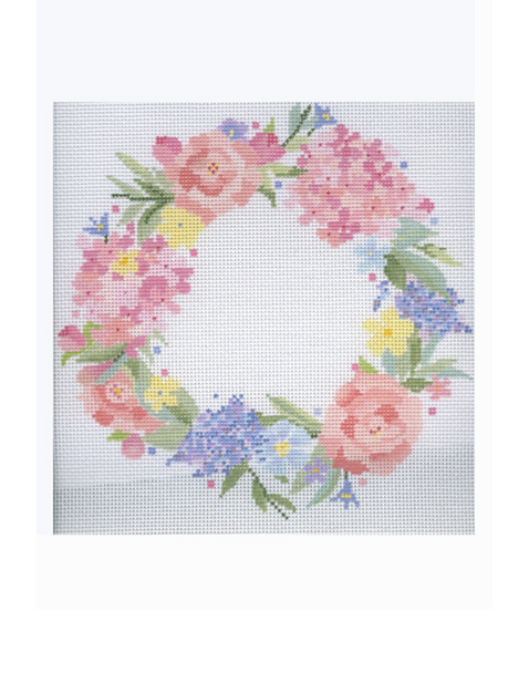22-205 Floral Wreath 8.5 x 8.5”  13 Mesh Blueberry Point