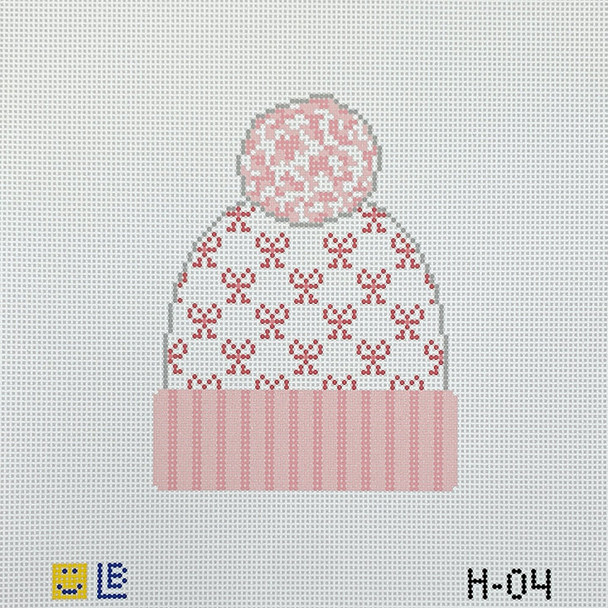 H-04 Beanie - Bows, Pink 3.5w x 4.25h  18 Mesh LAUREN BLOCH DESIGNS