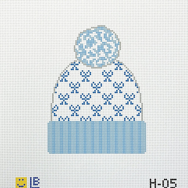 H-05 Beanie - Bows, Blue  3.5w x 4.25h  18 Mesh LAUREN BLOCH DESIGNS