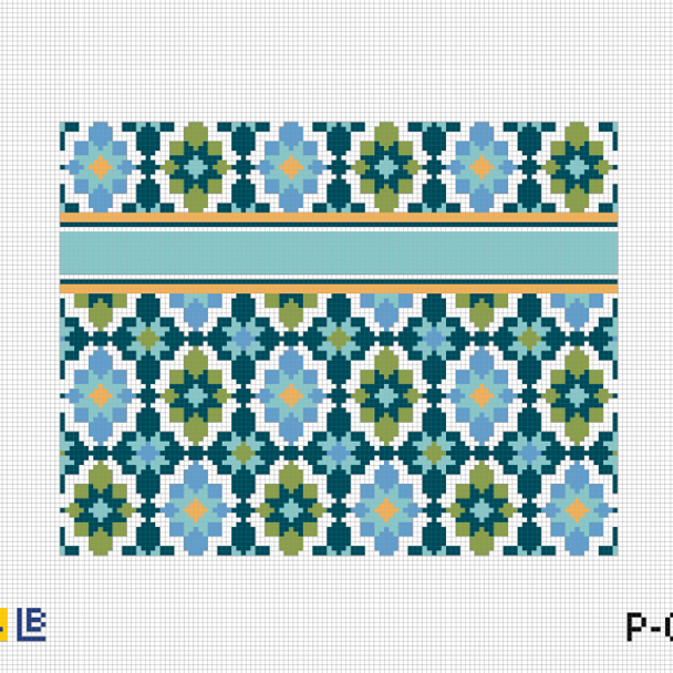 P-01 Portuguese Tiles Clutch-Turquoise 9w x 7h  13 Mesh LAUREN BLOCH DESIGNS