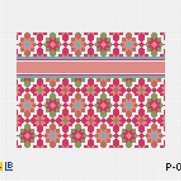 P-02 Portuguese Tiles Clutch-Rose 9w x 7h  13 Mesh LAUREN BLOCH DESIGNS