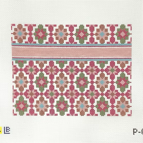 P-02 Portuguese Tiles Clutch-Rose 9w x 7h  13 Mesh LAUREN BLOCH DESIGNS
