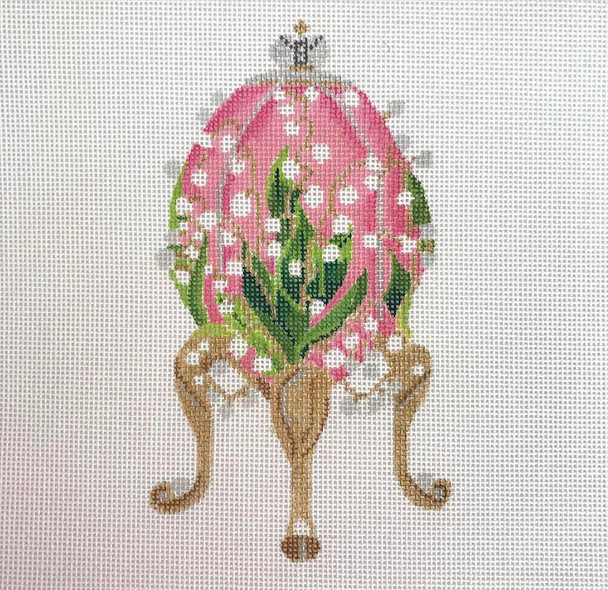 21-139 Pink Faberge Egg with Stand 3 x 6”  18 Mesh Blueberry Point