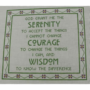 P185 Serenity Prayer Floral Border 11.25 x 10.25  18 Mesh Kristine Kingston Needlepoint Designs