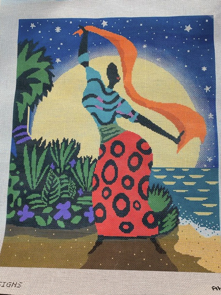 Canvas Lady in the Moonlight Hummel-1 19.5 x 16.5, 13  Mesh Point2Pointe
