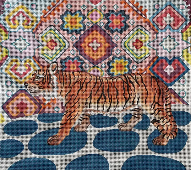 AN434 tiger w whimsy bkgrd   18x18 13 Mesh Colors of Praise 