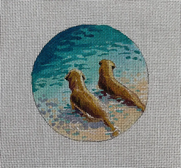 IN558  dogs in water 4'' round 18 Mesh Colors of Praise 