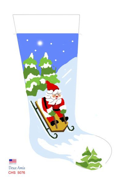 CHS5076 SL5076 Sledding Santa Easy 18" x 8" 13 Mesh  Deux Amis 