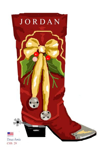 CHS29 SL29 Brown Cowboy Boot Stocking 18" x 8" 18 Mesh Deux Amis 