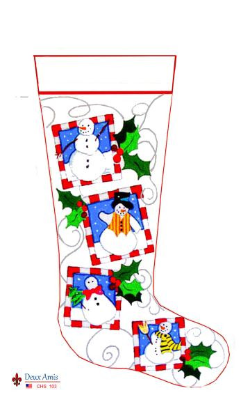 CHS103 Snowman Medley 23" x10" 13 Mesh Deux Amis 