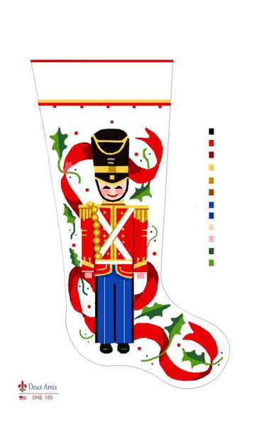 CHS133 Toy Soldier In Red Stocking 23" x 10" 18 Mesh Deux Amis 