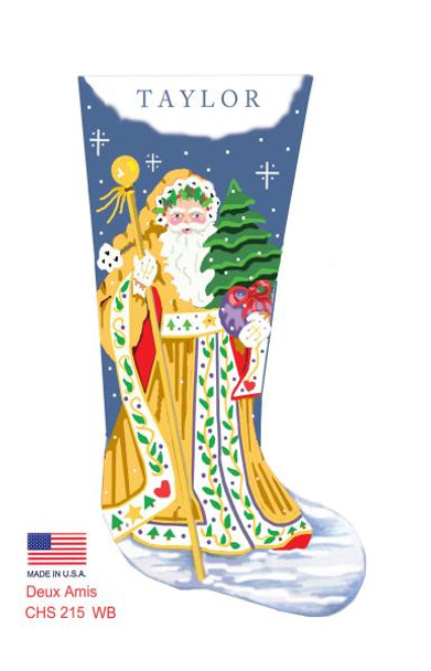 CHS215-W White Scandinavian Santa Stocking  23" x 10" 13 Mesh Deux Amis 