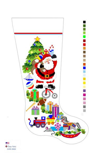 CHS2002 SL2002 Santa And Boy Toys Stocking 18" x 8" 13 Mesh Deux Amis