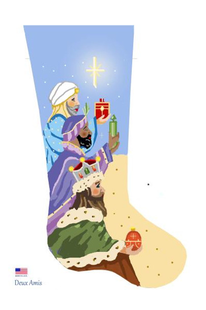 CHS2356-PB SL2356-PB The Three Kings Painted Background Stocking 18" x 8" 18 Mesh Deux Amis