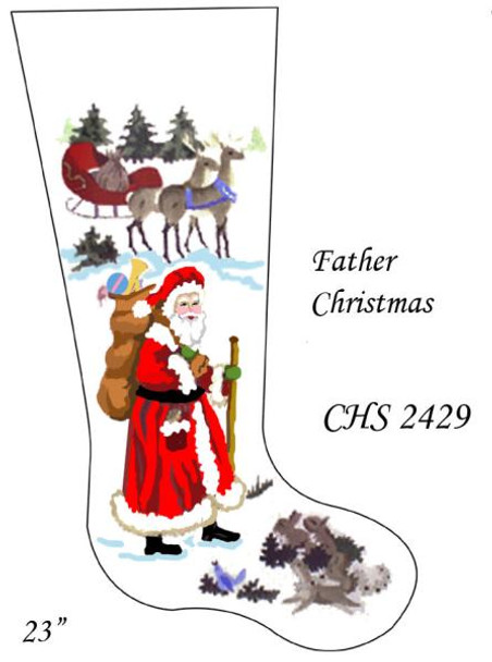 CHS2429 SL2429 Father Christmas Stocking 18" x 8" 13 Mesh Deux Amis