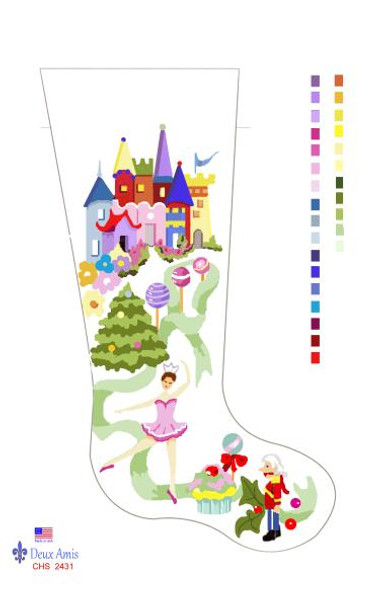 CHS2431 SL2431 Sugar Plum Fairy Stocking 18" x 8" 18 Mesh Deux Amis