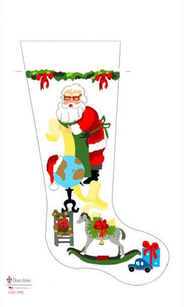 CHS2593 SL2593 Santa's List Stocking 18" x 8"13 Mesh Deux Amis