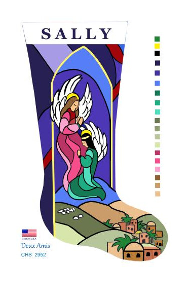CHS2952 SL2952 Stained Glass Angels 18" x 8" 18 Mesh Deux Amis