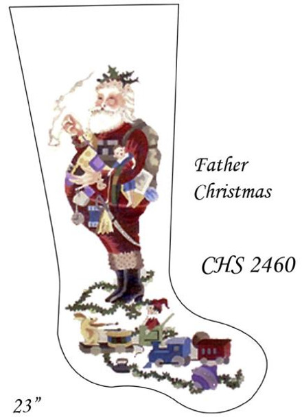 CHS2460 Santa Christmas Stocking  23" x 10" 13 Mesh Deux Amis