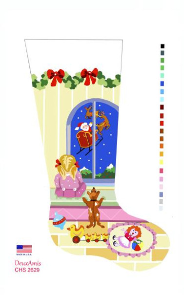 CHS2629 Lil Girl Wishes Stocking 23" x 10" 13 Mesh Deux Amis