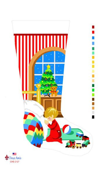 CHS2127 Lil Boy Praying Stocking 23" x 10" 13 Mesh Deux Amis
