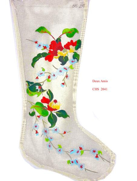 CHS2041 Cherry Blossoms Stocking 23" x 10" 18 Mesh Deux Amis