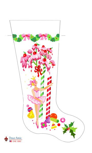CHS5063 Candy Ballerina Stocking 23" x  10" 13 Mesh Deux Amis