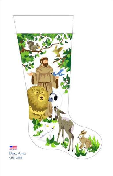 CHS2088 St. Francis And Friends Stocking 23" x  10" 18 Mesh Deux Amis