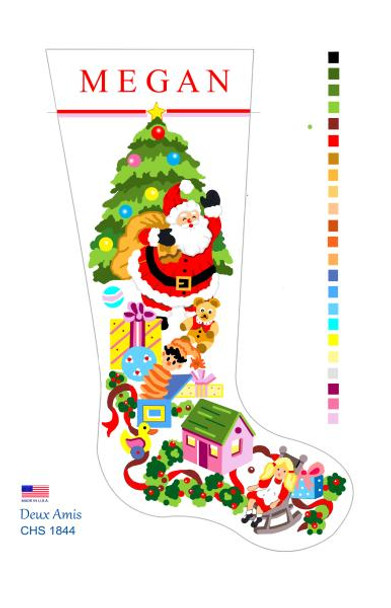 CHS1844 Santa And Girl Toys Stocking 23" x 10" 13 Mesh Deux Amis