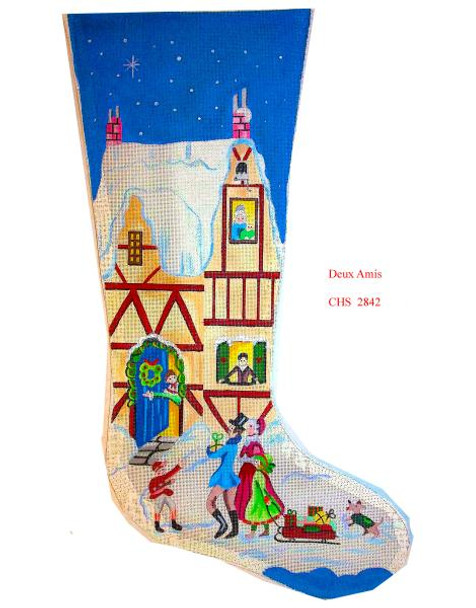 CHS2842 Home For The Holiday Stocking 23" x 10" 18 Mesh Deux Amis