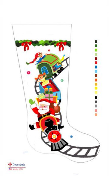 CHS2771 SL2771 Santa Express Stocking 18" x 8"13 Mesh Deux Amis