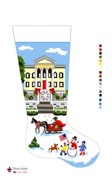 CHS2984 SL2984 Southern Christmas With Snow Stocking 18" x 8"18 Mesh Deux Amis