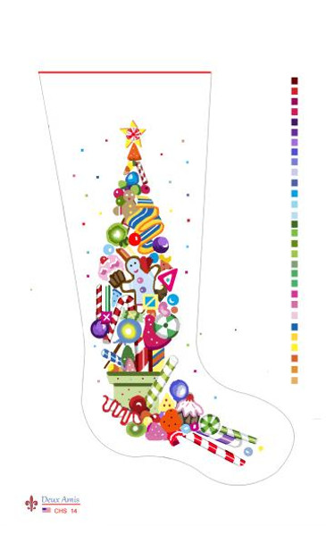 CHS14 SL14 Colored Candy Christmas Tree Stocking 18" x 8" 13 Mesh Deux Amis