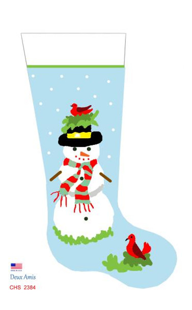 CHS2384 SL2384Snowman And Cardinal Stocking 18" x 8" 18 Mesh Deux Amis