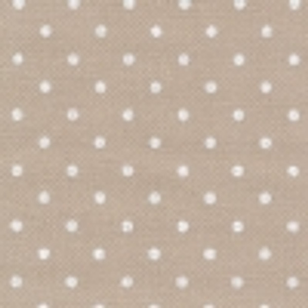 39847309 Light Taupe with White Petit Points; Lugana - Murano - Petit Point; 32ct; 52% Cotton, 48% Rayon; Width 55"; DMC 841-842