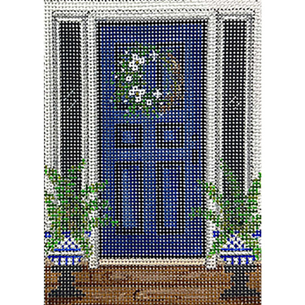 4395 FERNS AND BLUE DOOR 3.5 x 5  18 mesh Alice Peterson Designs