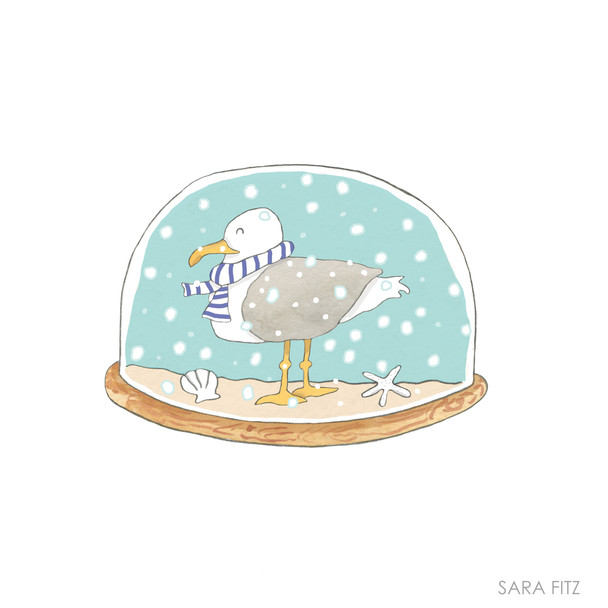 SF44 Seagull Snow Globe 5 x 5 18 Mesh Sara Fitz The Collection Designs 