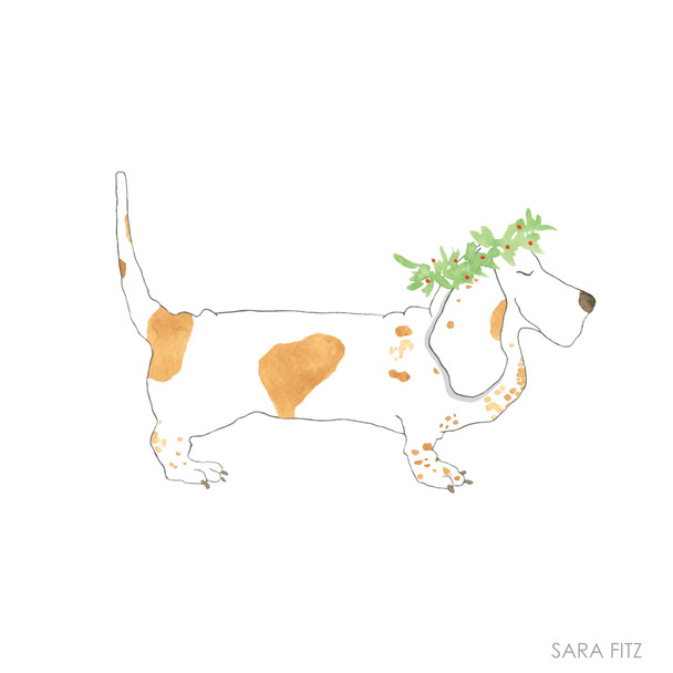 SF52 Festive Hound Wreath  5 x 5 18 Mesh Sara Fitz The Collection Designs 