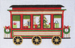 HO443 Raymond Crawford Designs CHRISTMAS PASSENGER TRAIN CAR  5 x 8, 18 Mesh