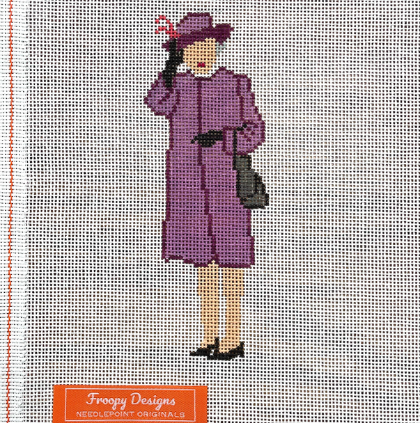 FD14  HM Elizabeth Waves in Purple  7.75” x 3.5” on 13 Mesh Froopy Designs