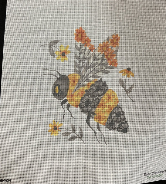 ECT640A Bee w/Flowers 18 Mesh Ellen Crimi-Trent