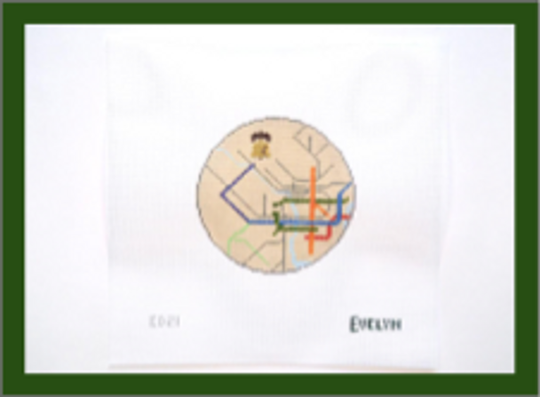 Philadelphia Transit Map  4 inches x 4 inches18 Mesh Evelyn Designs
