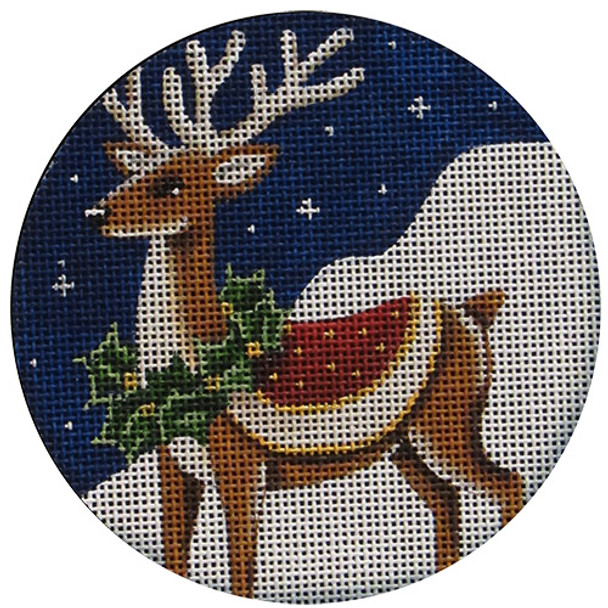 1057b Reindeer wreath  4" Round 13 Mesh Rebecca Wood Designs!