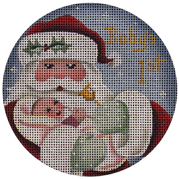 1059a First Christmas girl 4" Round 18 Mesh Rebecca Wood Designs!