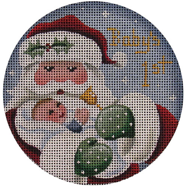 1059b First Christmas boy  4" Round 18 Mesh Rebecca Wood Designs!