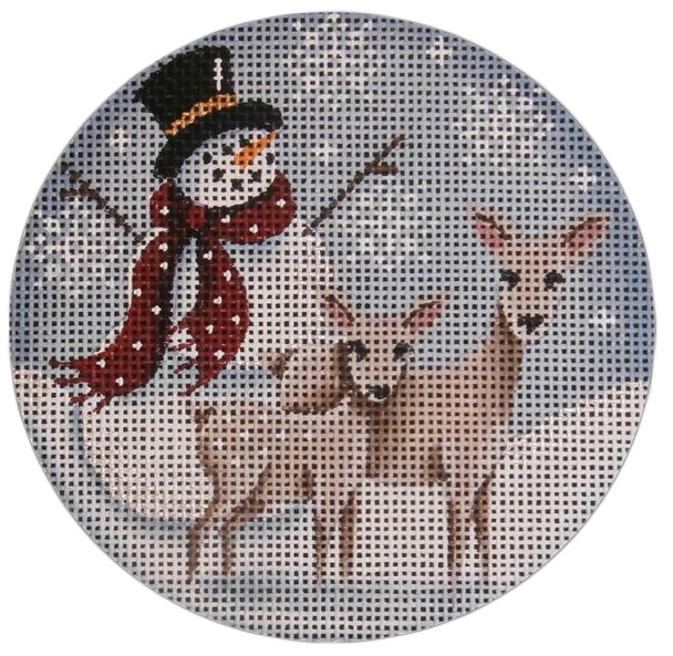 1050e Snowman And  Deer 4" Round 18 Mesh Rebecca Wood Designs!