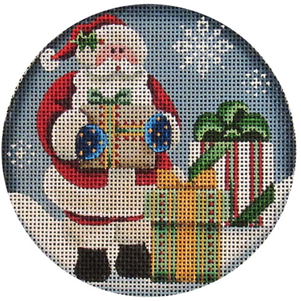 1054a All The Presents Santa 4" Round 18 Mesh Rebecca Wood Designs!