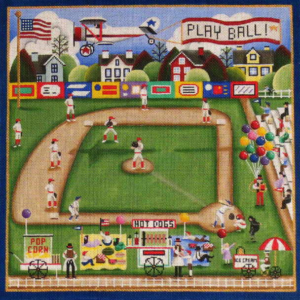 430l Play ball Baseball 13 x13 18 Mesh Rebecca Wood Designs! - The  NeedleArt Closet