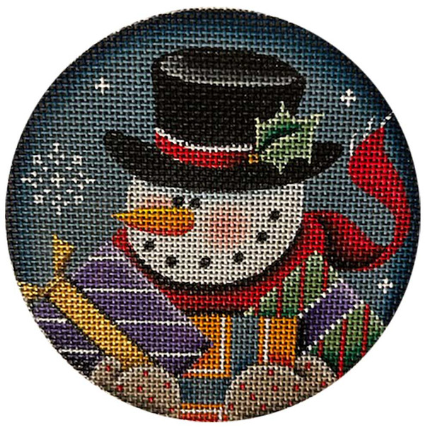 1063b Snowman gifts 4" Round 18 Mesh Rebecca Wood Designs!