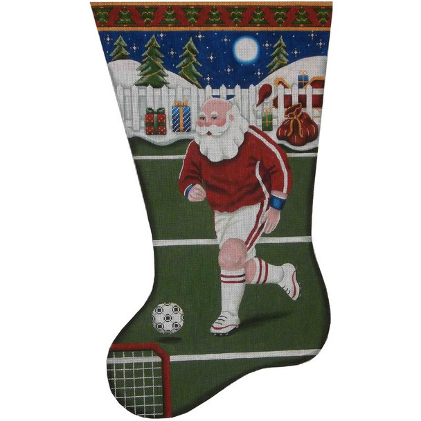 389h Soccer Santa 11 x 19 13 Mesh Rebecca Wood Designs! !